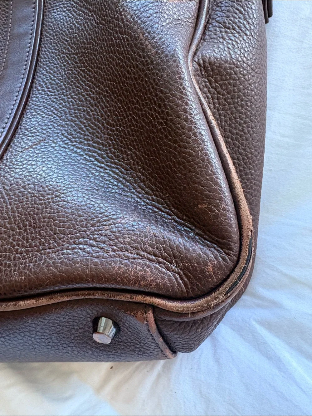 Hook & Albert Brown Pebbled Leather Laptop Briefcase Messenger Bag